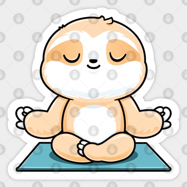 Zen Meditating Sloth Cute Yoga Sticker by PnJ